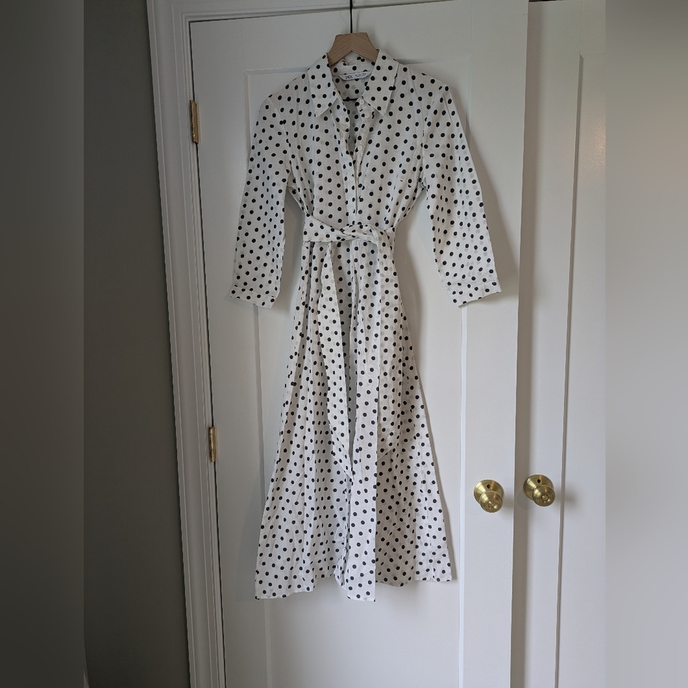 Zara Polka Dot Belted Midi Dress